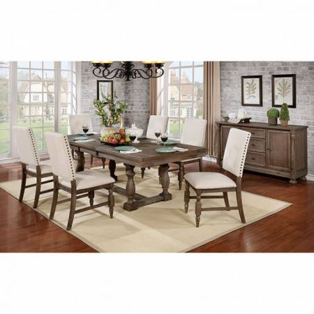 ROESELARE 7PC SETS DINING TABLE Wire-brushed gray finish
