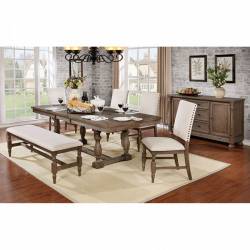 ROESELARE 6PC SETS DINING TABLE Wire-brushed gray finish