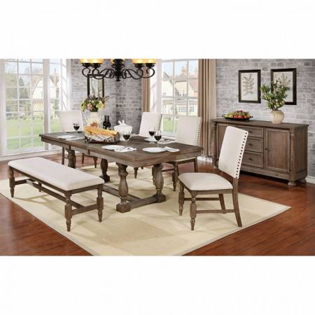 ROESELARE 6PC SETS DINING TABLE Wire-brushed gray finish