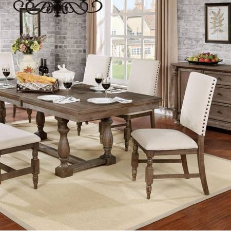 ROESELARE DINING TABLE Wire-brushed gray finish