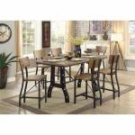 KIRSTIN 7PC SETS COUNTER HT. TABLE Rustic Oak finish