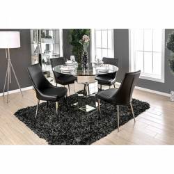 IZZY 5PC SETS DINING TABLE + 4 SIDE CHAIR Silver & black finish