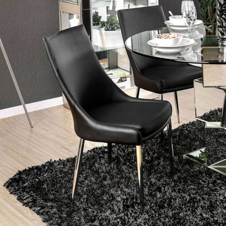 IZZY SIDE CHAIR Silver & black finish