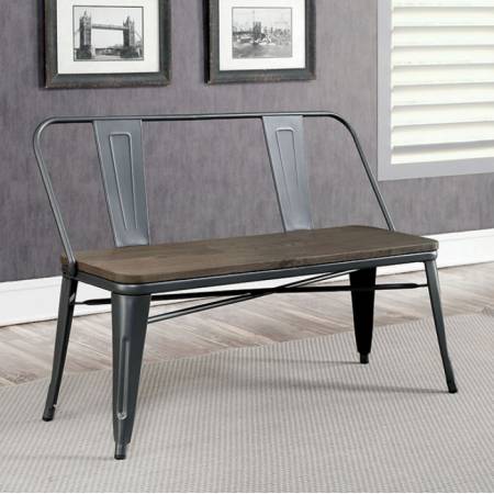 LELA BENCH Natural Elm & Gray finish