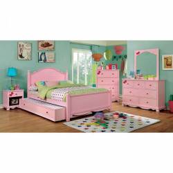 DANI 4PC SETS FULL BED TRUNDLE Pink finish
