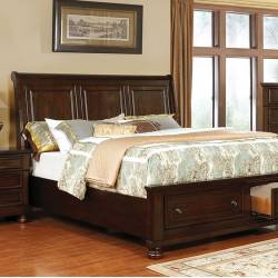 CASTOR CAL.KING BED Brown cherry finish