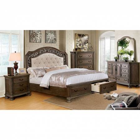 PERSEPHONE 4PC SETS E.KING BED Rustic Natural Tone Finish.