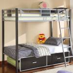 CLETIS Twin/Twin BUNK BED Silver/Gun Metal CM-BK1011