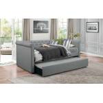 Edmund Button Tufted Upholstered Daybed with Trundle - Gray