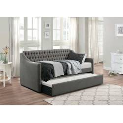 Tulney Button Tufted Upholstered Daybed with Trundle - - Dark Gray