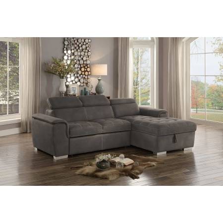 Ferriday Reversible Sleeper Sectional with Hidden Storage - Taupe Fabric
