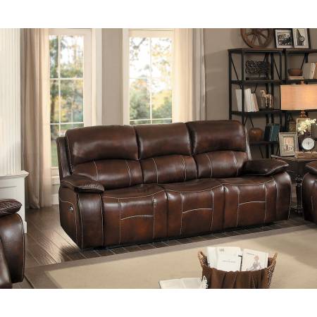 Mahala Power Double Reclining Sofa - Brown Top Grain Leather Match