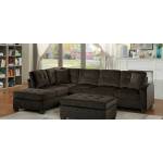 Emilio Reversible Sectional Sofa with Ottoman- Chocolate Fabric 