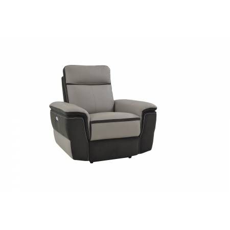 Laertes Power Reclining Chair - Taupe Grey Top Grain Leather/Fabric