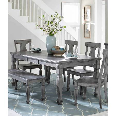 Fulbright Rectangular Dining Table with Butterfly Leaf - Weathered Gray Rub Through Finish