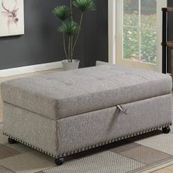 Ottomans Grey Sleeper Ottoman with Nailhead Trim