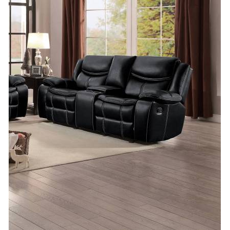BASTROP Double Glider Reclining Love Seat with Center Console Black
