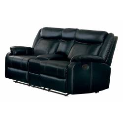 JUDE Double Glider Reclining Love Seat with Center Console Black