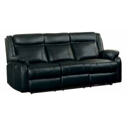 JUDE Double Reclining Sofa with Center Drop-Down Cup Holders Black