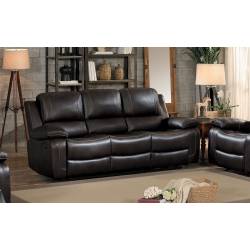 ORIOLE Double Reclining Sofa with Center Drop-Down Cup Holders Dark Brown