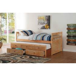 BARTLY Twin/Twin Trundle Bed with Two Storage Drawers Pine