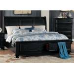 LAURELIN California King Sleigh Platform Bed with Footboard Storage Black