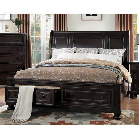 BEGONIA California King Platform Bed with Footboard Storages Transitional