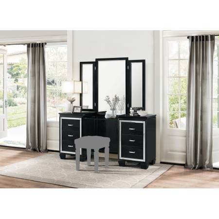 ALLURA Vanity Dresser with Mirror Black