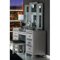 BEVELLE Vanity Dresser with Mirror Silver