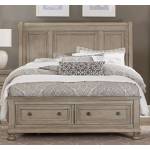 BETHEL Queen Sleigh Platform Bed with Footboard Storages