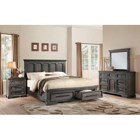 TOULON Queen Platform Bed with Footboard Storages