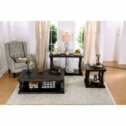KEIRA 3PC SETS COFFEE TABLE W/ WOOD TOP + Sofa Table  +End Table Weathered Walnut