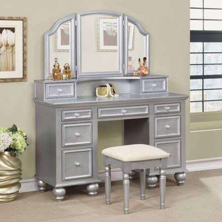 ATHY VANITY W/ STOOL Silver