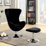SHELIA ACCENT CHAIR W/ OTTOMAN Black