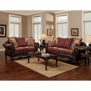 ELLIS 2PC SETS SOFA + LOVE SEAT Brown/Burgundy