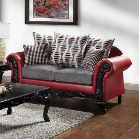 MYRON LOVE SEAT Red & Gray