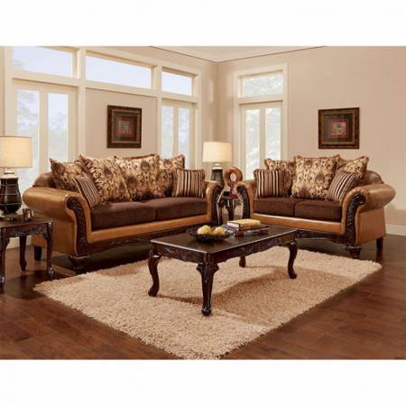 ISABELLA 2PC SETS SOFA + LOVE SEAT Camel/Dark Brown