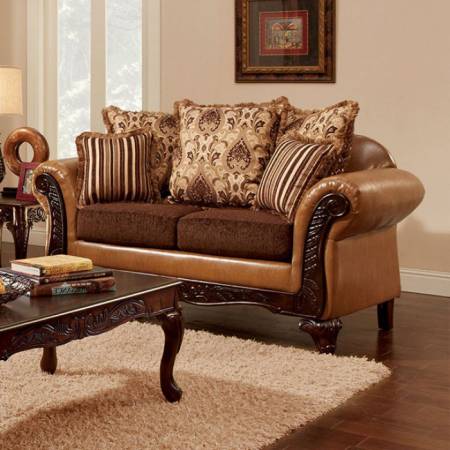 ISABELLA LOVE SEAT Camel/Dark Brown