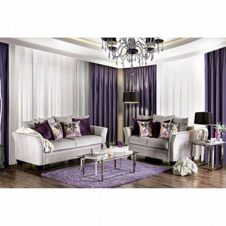 OLIVIERA 2PC SETS SOFA + LOVE SEAT Silver