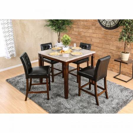MARSTONE II COUNTER HT. TABLE 5PC SETS Brown Cherry Finish