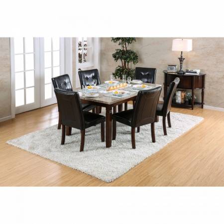 MARSTONE DINING TABLE 7PC SETS Brown Cherry Finish