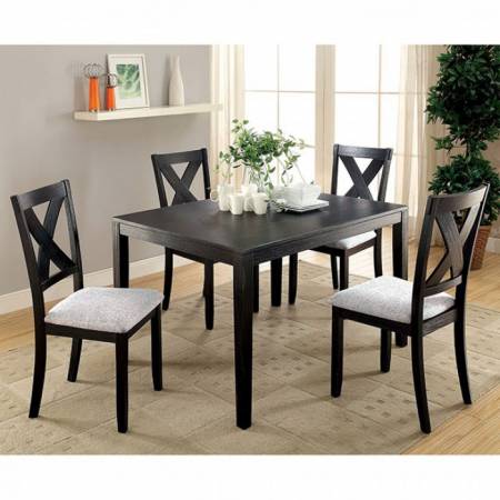 XANTHE DINING TABLE 5PC SETS ( TABLE + 4 SC) Black Finish