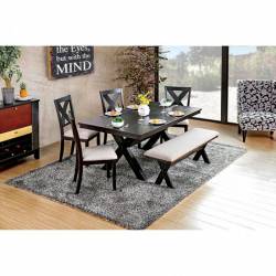 XANTHE DINING TABLE 6PC SETS ( TABLE + 4 SC + BENCH) Black Finish