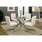 YASMIN ROUND TABLE 5PC SETS Chrome/White Finish