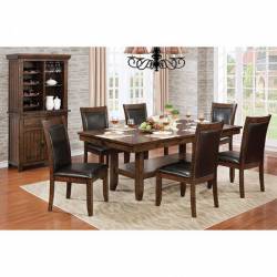 MEAGAN I DINING 7PC SETS (TABLE + 6 SC) Brown Cherry Finish
