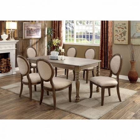 SIOBHAN RECTANGULAR TABLE 7PC SETS Rustic Dark Oak Finish