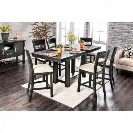 THOMASTON COUNTER HT. TABLE 7PC SETS Brushed Black Finish