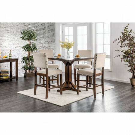 GLENBROOK COUNTER HT. TABLE 5PC SETS Brown Cherry Finish