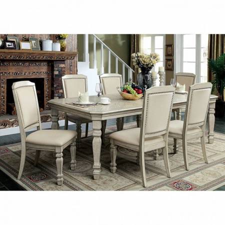 HOLCROFT DINING TABLE 7PC SETS Antique White Finish