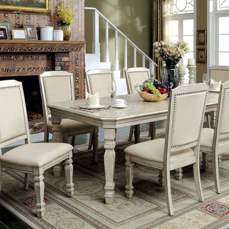HOLCROFT DINING TABLE Antique White Finish
